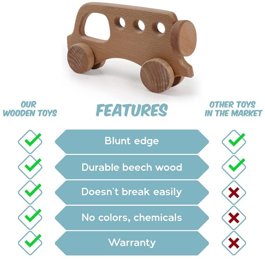 Wooden Toy Bus with Garage