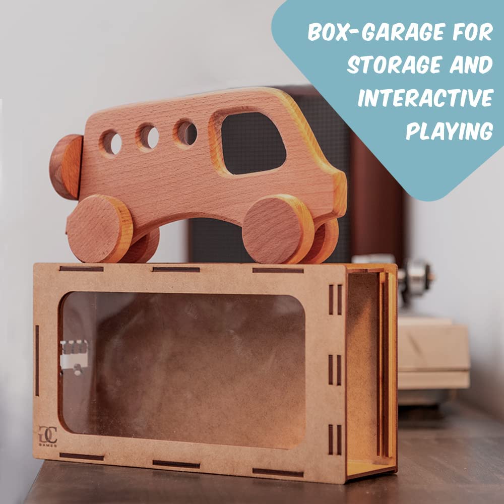 Wooden Toy Bus with Garage