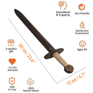 Handmade Eco-Friendly Wooden Toy Sword for Kids